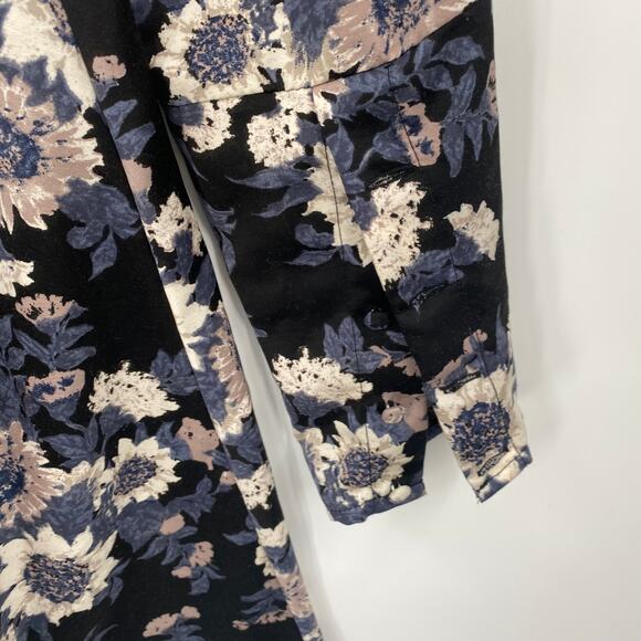 Free People Parker Mini Dress Floral Sunflower Print Long Sleeve Black Blue 6 - Picture 7 of 9